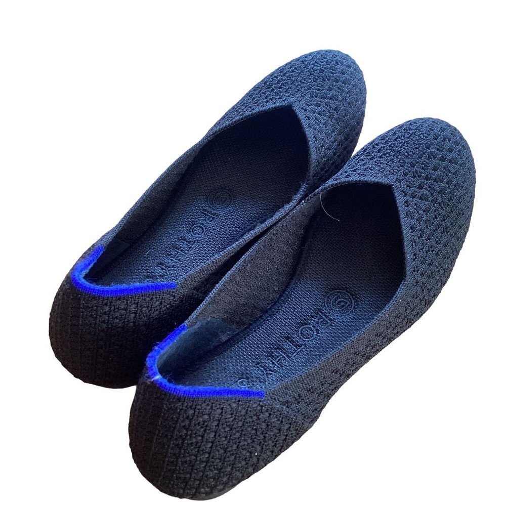 Rothy’s Women Size 7 Black RETIRED Honeycomb Round Toe Flat Shoes